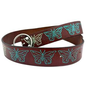 Y2K Butterfly Belt Italian Leather Sz S - 36.5" – Made in USA - Indie Festival